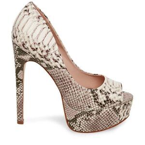 Steve Madden Snake Print Peep-Toe Platform Pumps Size 7.5M / High Heel Stilettos